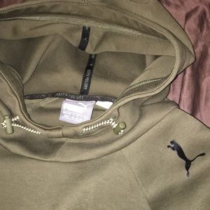 puma olive green dri fit hoodie